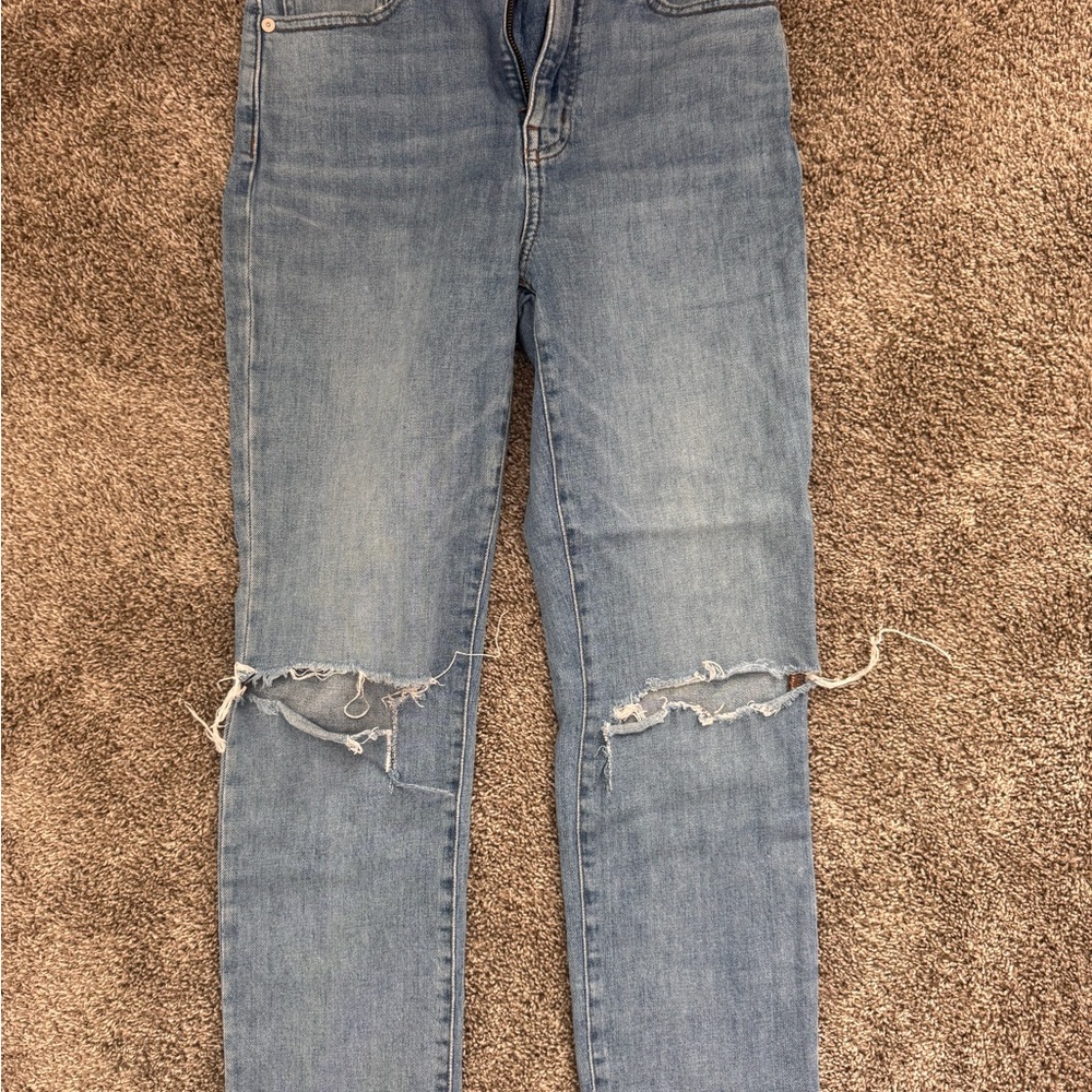 Madewell Light Blue Ripped Skinny Jeans